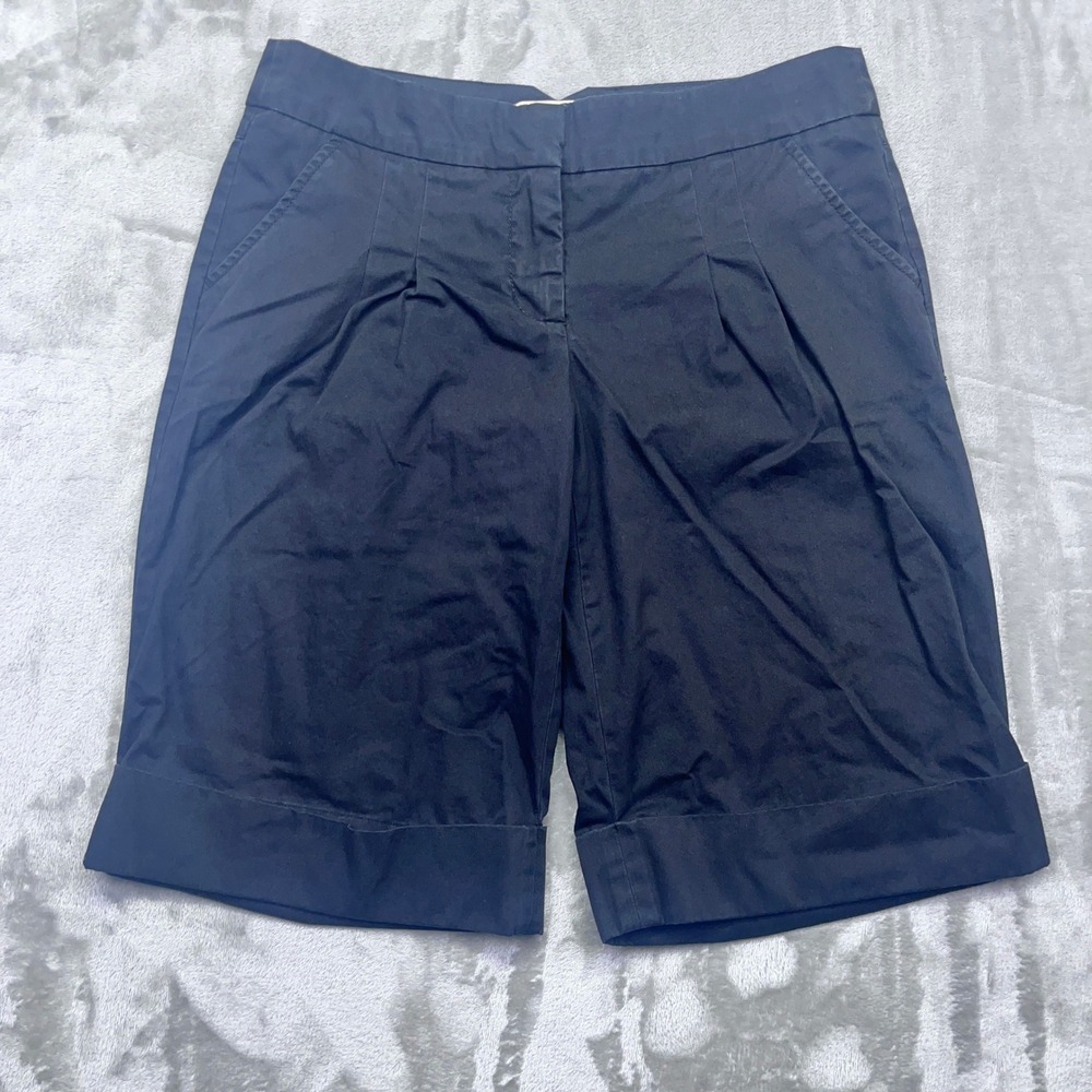 VTG Charlie & Robin Womens Black Bermuda Shorts Pleated Cuffed Sz 4‎ Fits 29"